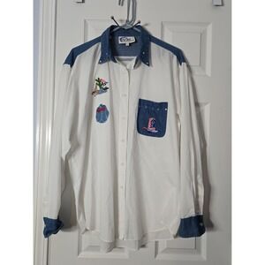 Last Olas by Oved Inter. Mens Western Long Sleeve Shirt with denim Accents.